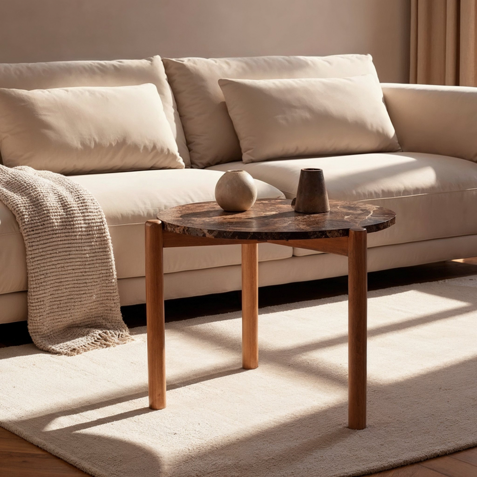 Tavolino 'Marble' S - Marrone