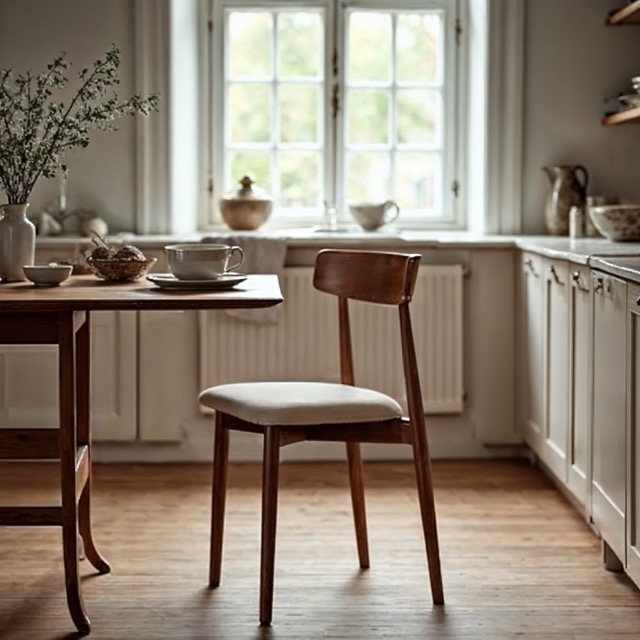 Sedia 'Ystad' - Noce/Beige