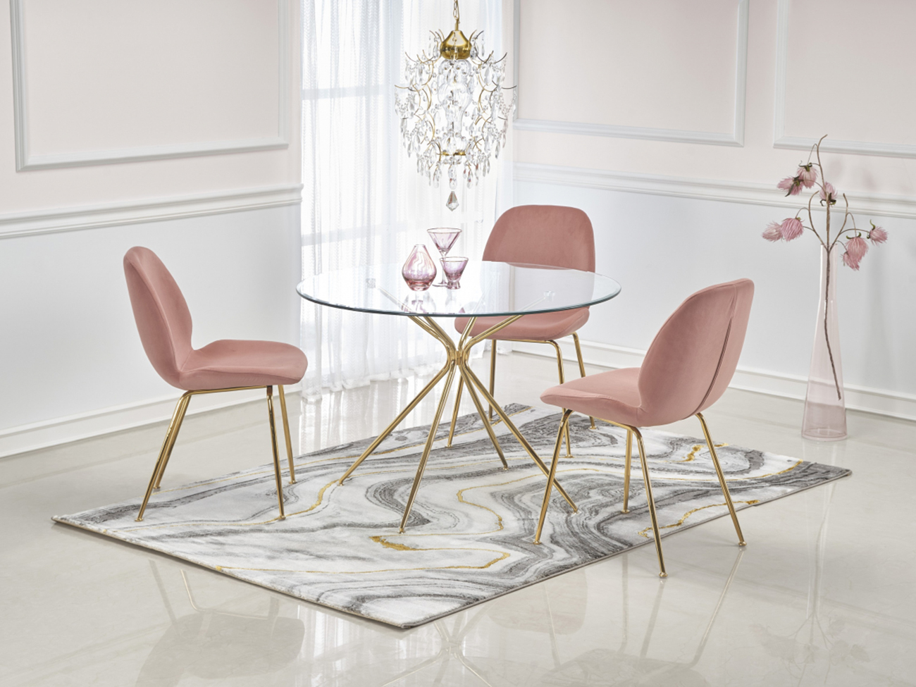 Tavolo da pranzo 'Rondo' Rotondo 110cm - Trasparente/Oro