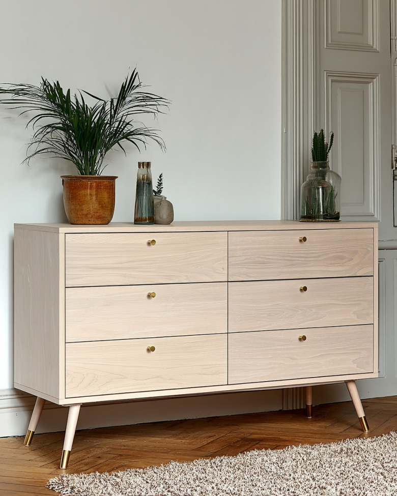 Cassettiera 'Prime' 6 cassetti - Rovere bianco