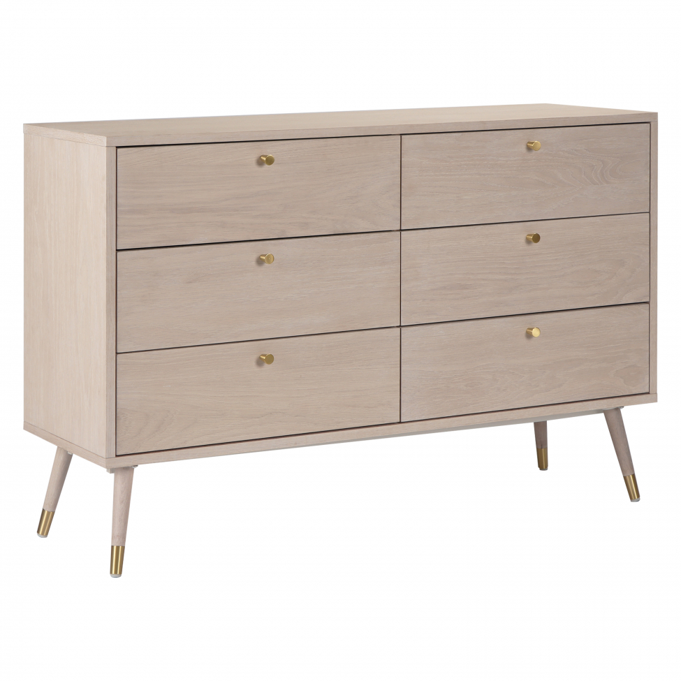 Cassettiera 'Prime' 6 cassetti - Rovere bianco