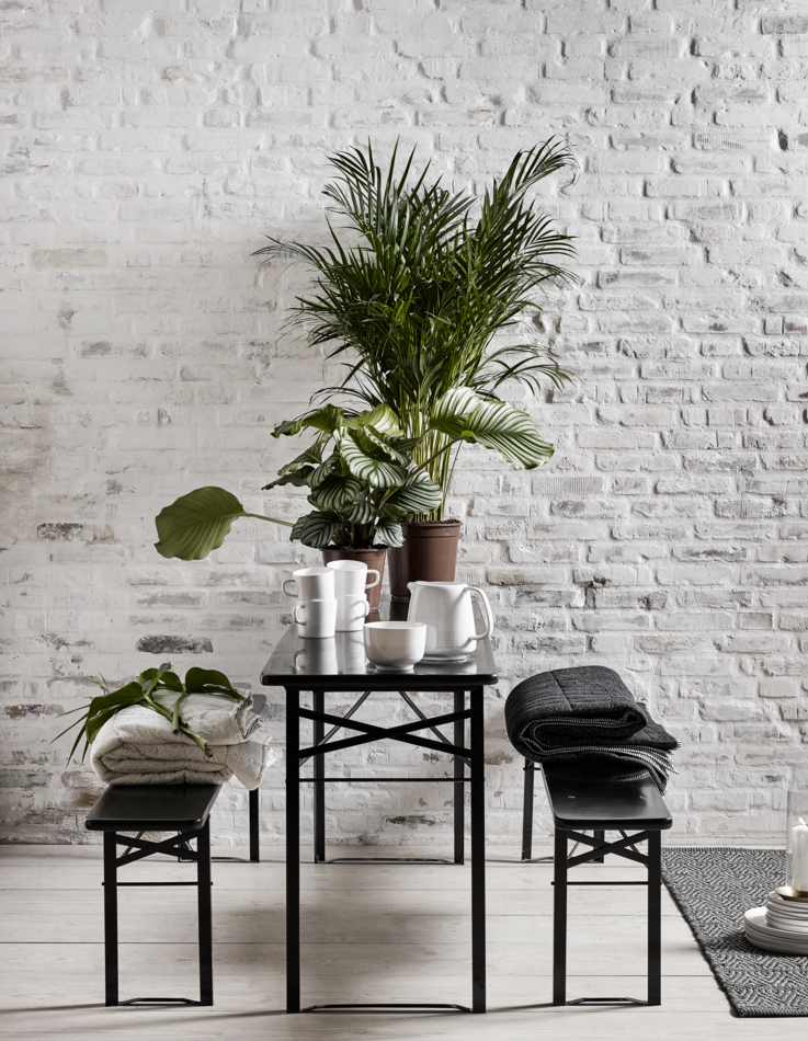 Tavolo e panche 'Garden' 160x60cm - Nero