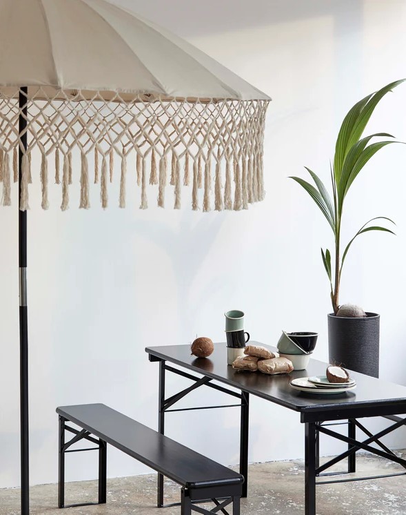 Tavolo e panche 'Garden' 220x60cm - Nero