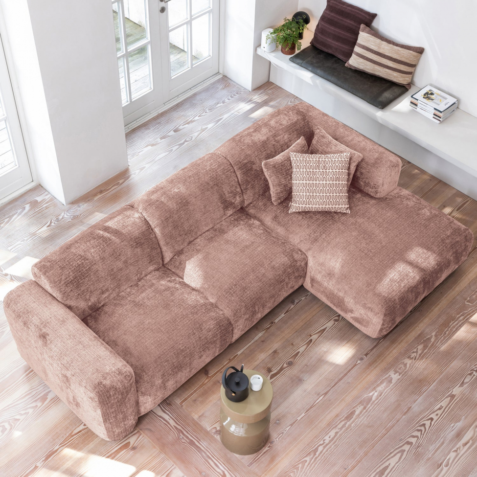 Divano 'Cloud' 3 posti con chaise longue sinistra - Marrone grigio/Rosa