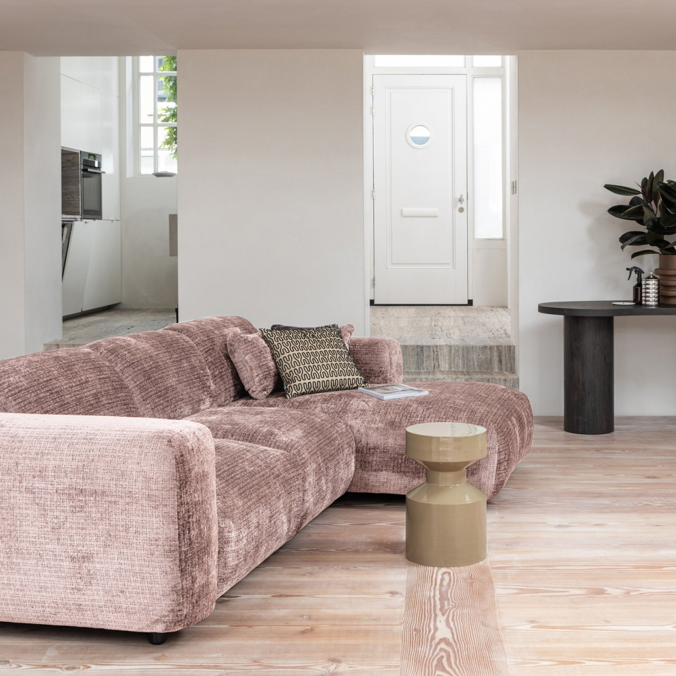 Divano 'Cloud' 3 posti con chaise longue a destra - Marrone grigio/Rosa