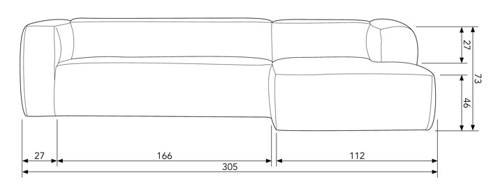 Divano 'Bean' 4 posti - Grigio chiaro