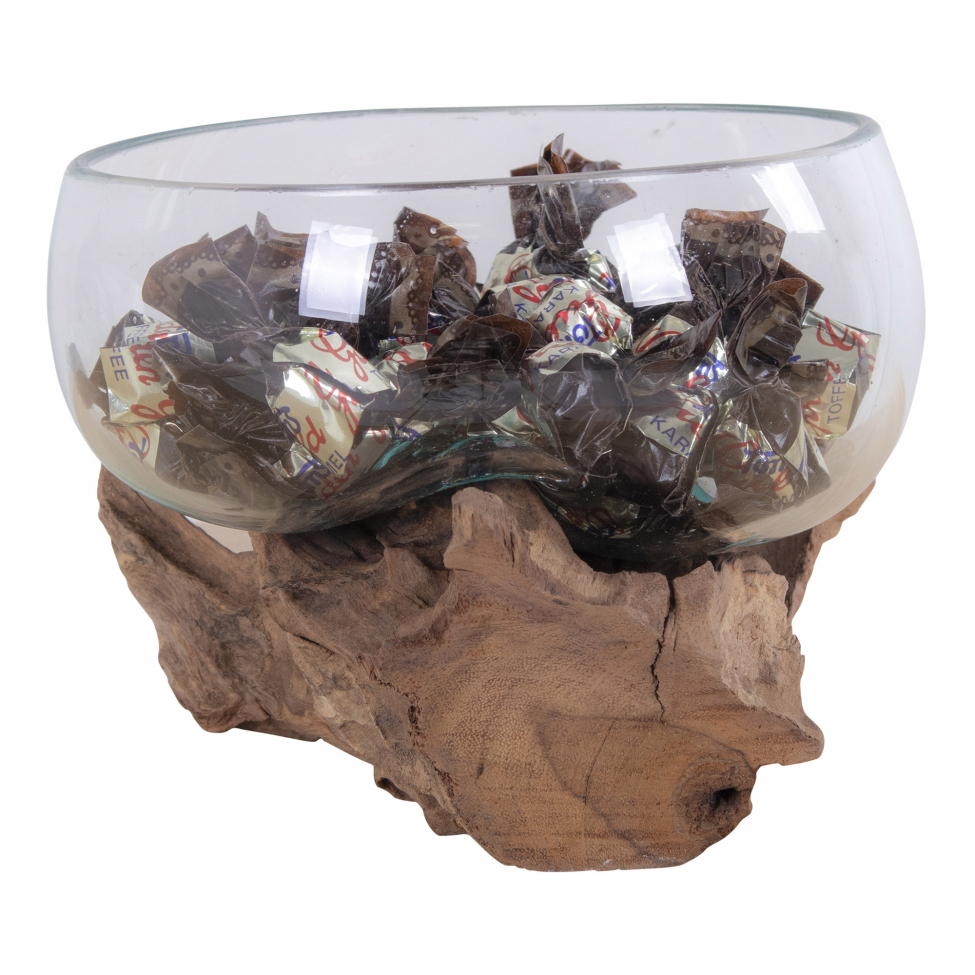 Decorazione 'Waterdrop' 15x15cm - Legno/Vetro