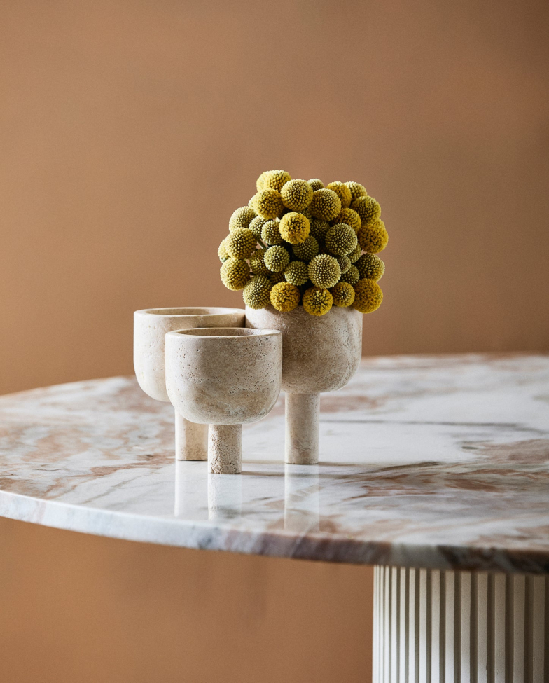 3-pack Vasi 'Roca' - Travertino