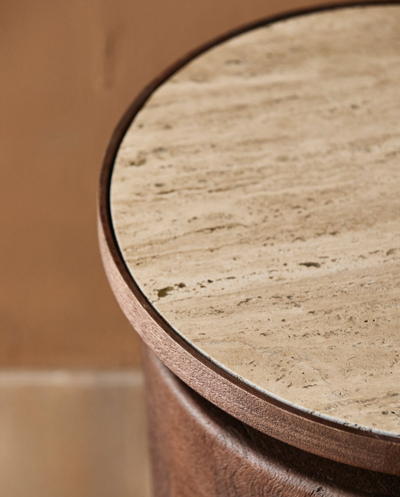 Tavolino 'Kwando' - Naturale/Travertino