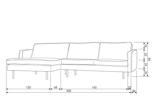 Divano 'Rodeo' - Khaki - Sinistra