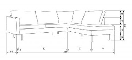 Divano ad angolo 'Rodeo' - Khaki - Destra