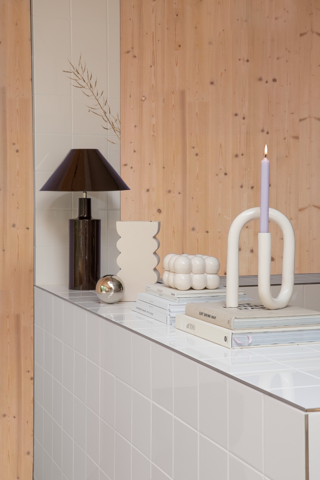 Portacandele 'Tubo' - Beige L