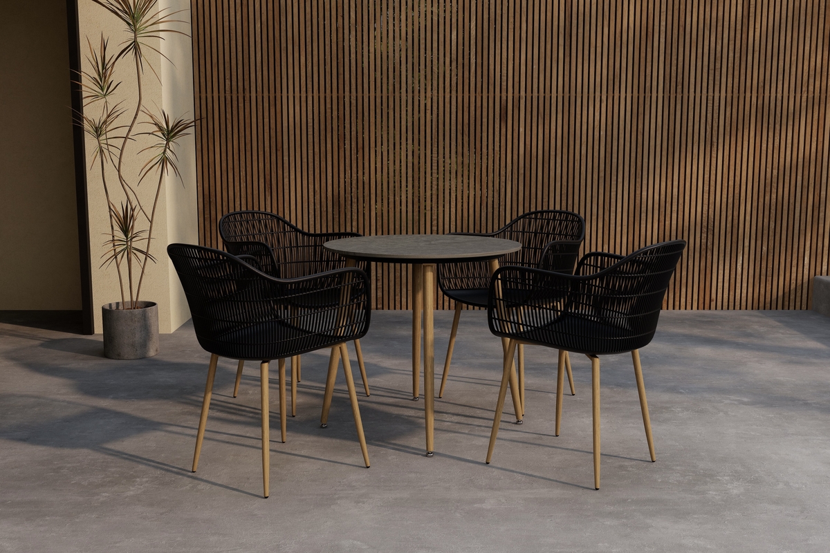 Set da pranzo 'Anafi' – grigio/nero