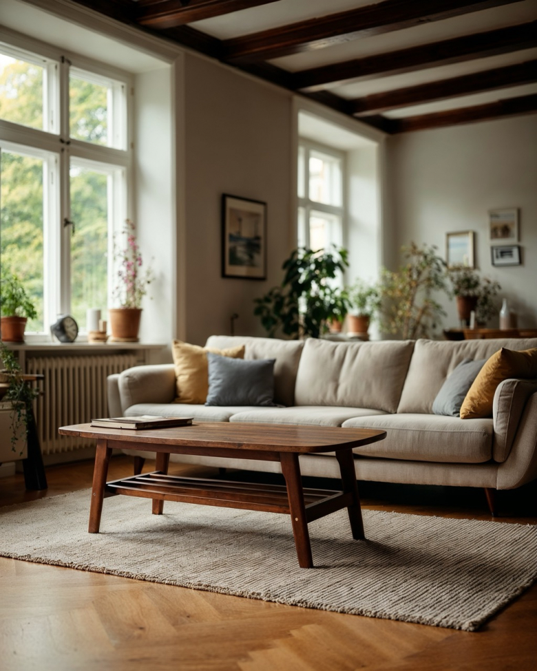 Tavolino da caffè 'Créme' - Noce