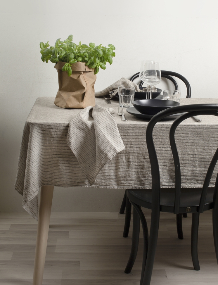 Tovaglia 'Linus' 145x330- Naturale/Nero