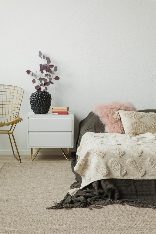 Comodino 'Elle' - Bianco/Ottone