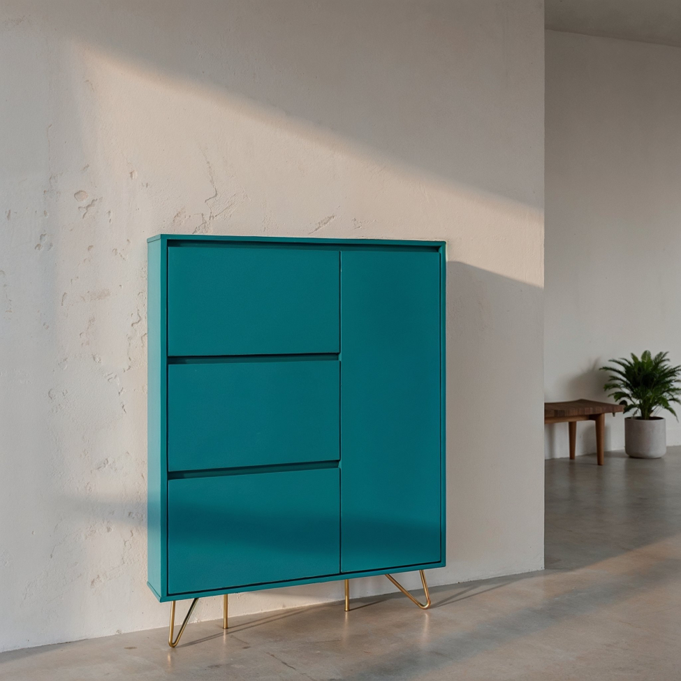 Scarpiera 'Elle' - Turchese/Ottone