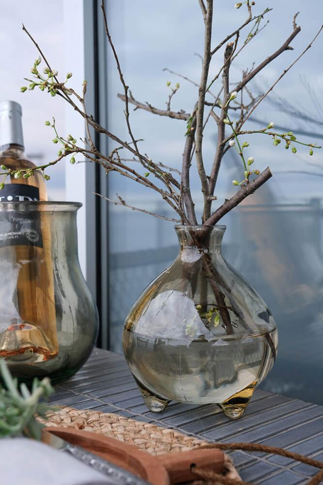 Vaso di vetro 'Melvin' Basso - Beige