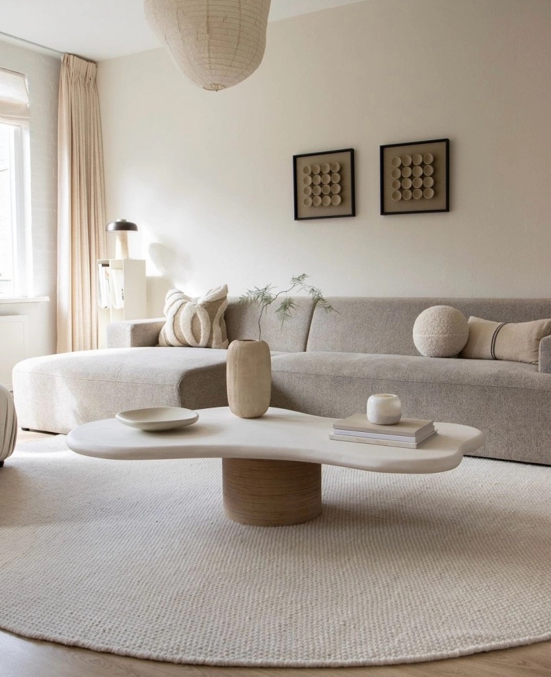 Tappeto rotondo 'Coastal' - Crema