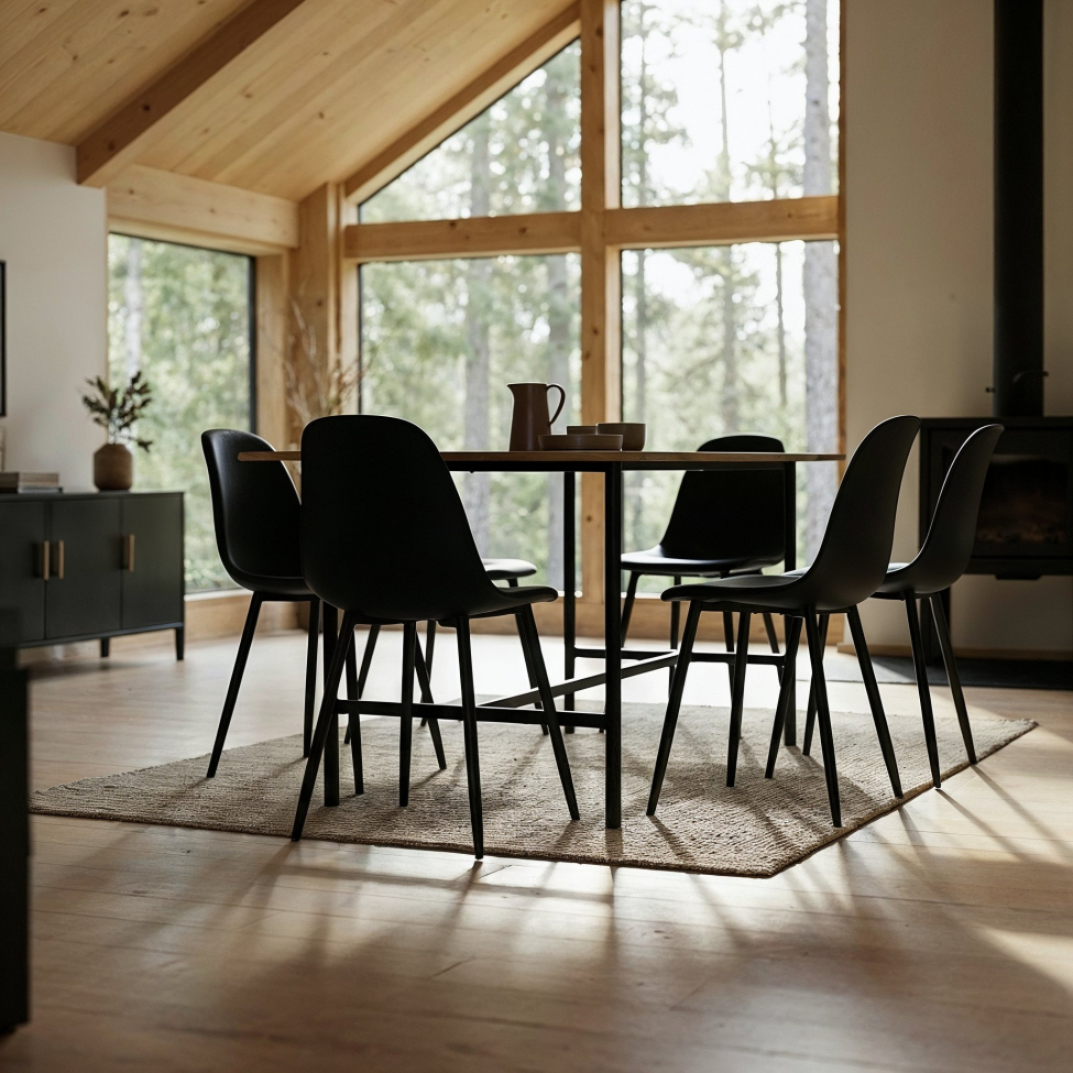 Tavolo da pranzo 'Line' - Rovere/Nero 160x90cm