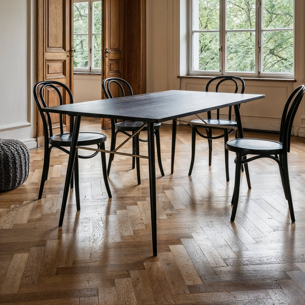 Tavolo da pranzo 'Lux' 160x90cm - Nero/Ottone