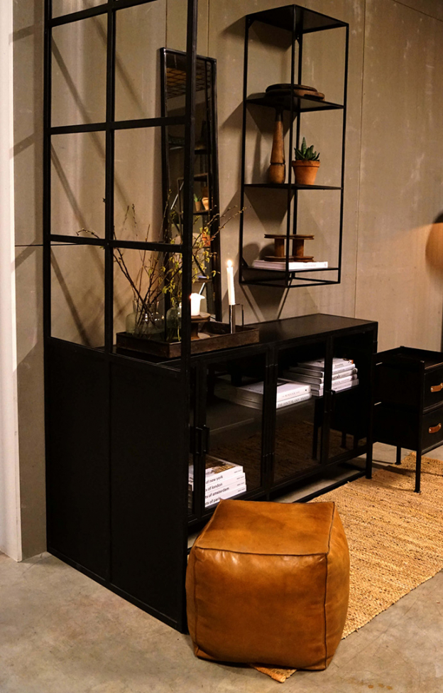 Puff in pelle 'Olivia' Cubo - Marrone