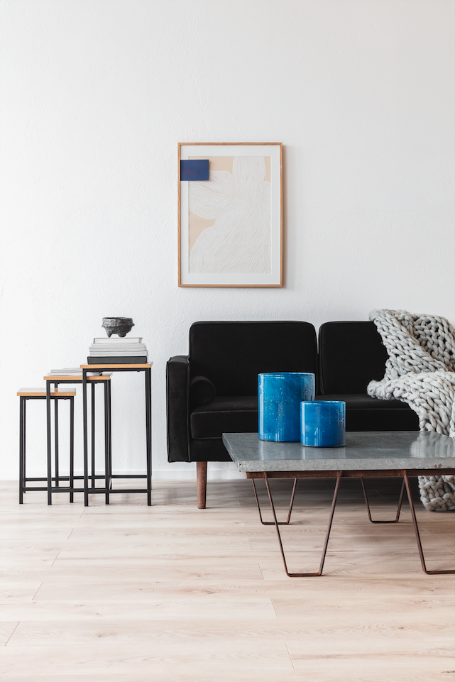 Tavolino da caffè 'Grums' 3 pezzi - Nero/Legno