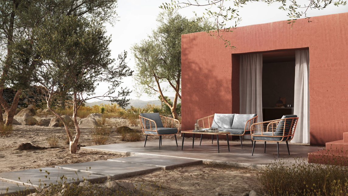 Poltrona da giardino 'Sardinia' - Naturale/Grigio