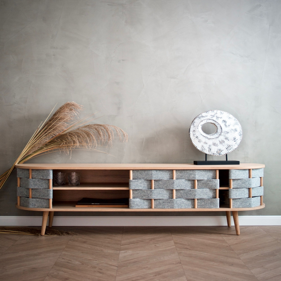 Mobile TV 'Felt' 160cm - Naturale/Grigio