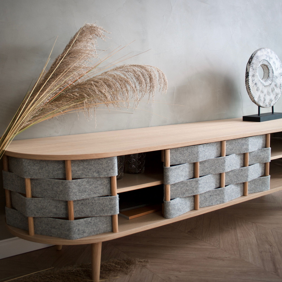 Mobile TV 'Felt' 160cm - Naturale/Grigio