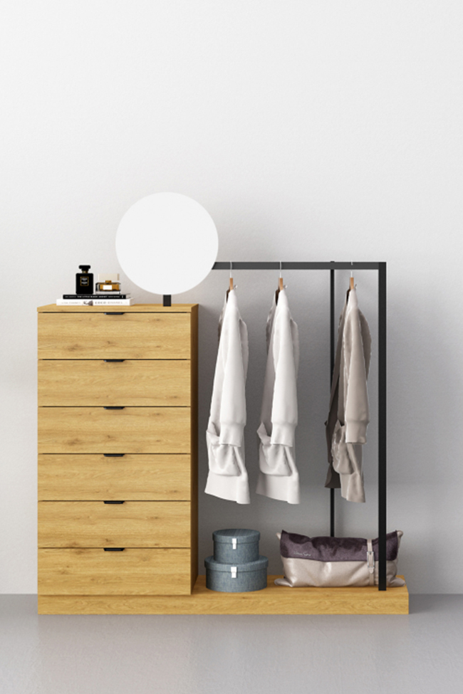 Appendiabiti 'Nova' 6 cassetti - Rovere/Nero