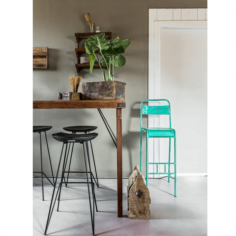 Sgabello 'Teak' 77cm - Nero