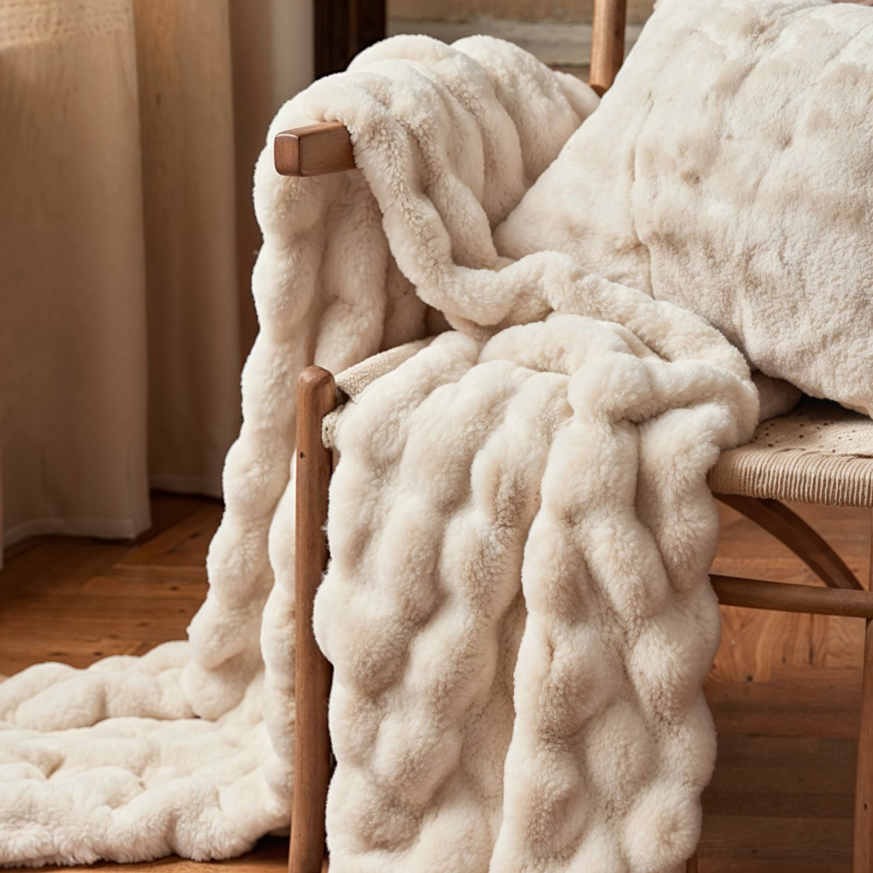 Coperta 'Aranga Bubble Throw' 130x170cm - Beige