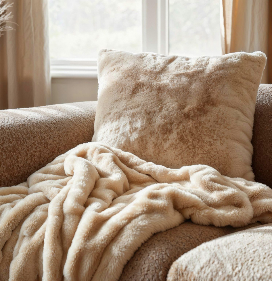 Coperta 'Aranga Bubble Throw' 130x170cm - Beige