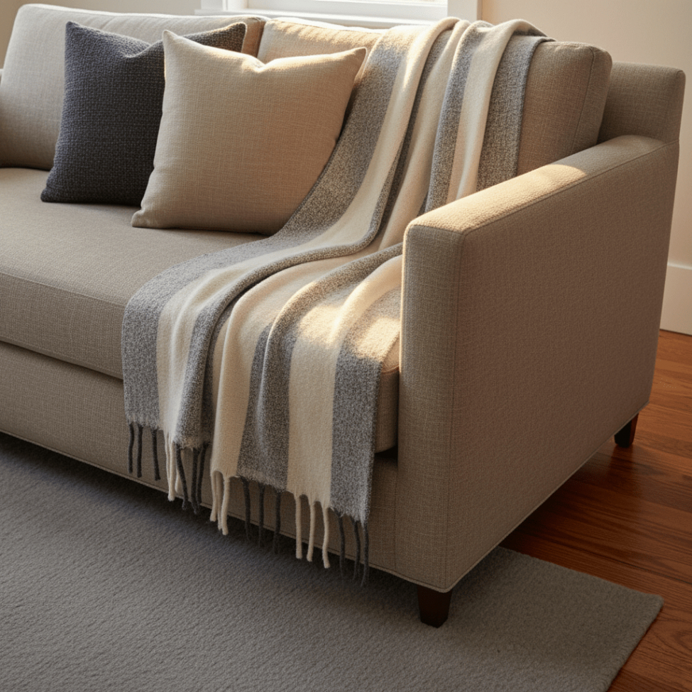 Plaid 'Beatriz Stripe' 130x170cm - Nero/bianco