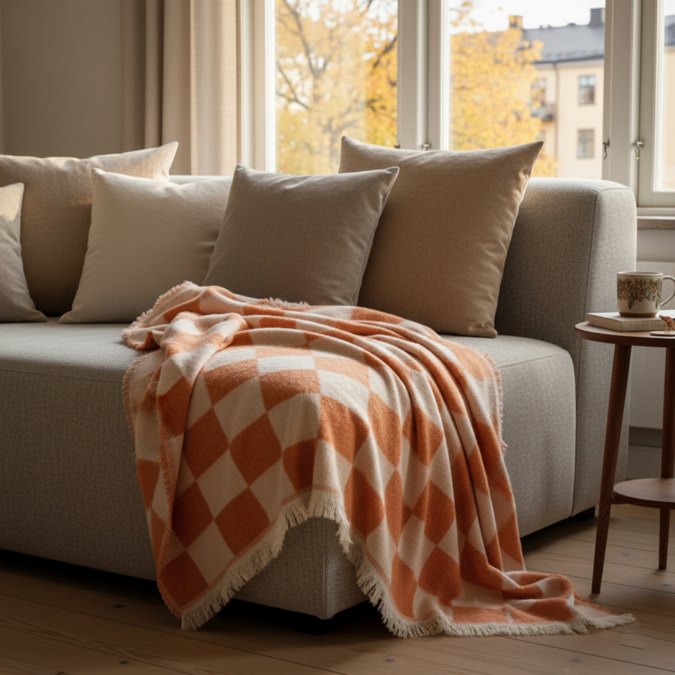 Plaid 'Audrey Check' 130x170cm - Rosa/bianco