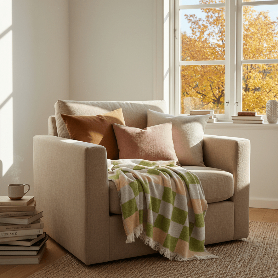 Plaid 'Audrey Check' 130x170cm - Beige/verde/viola