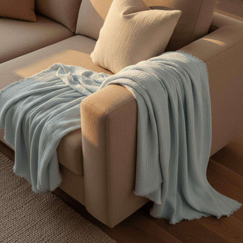 Coperta in mussola 'Dorena' 130x170cm - Blu