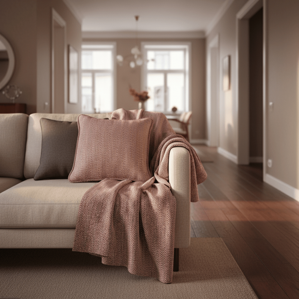 Fodera per cuscino 'Denisa Fishbone' 45x45cm - Rosso/bianco