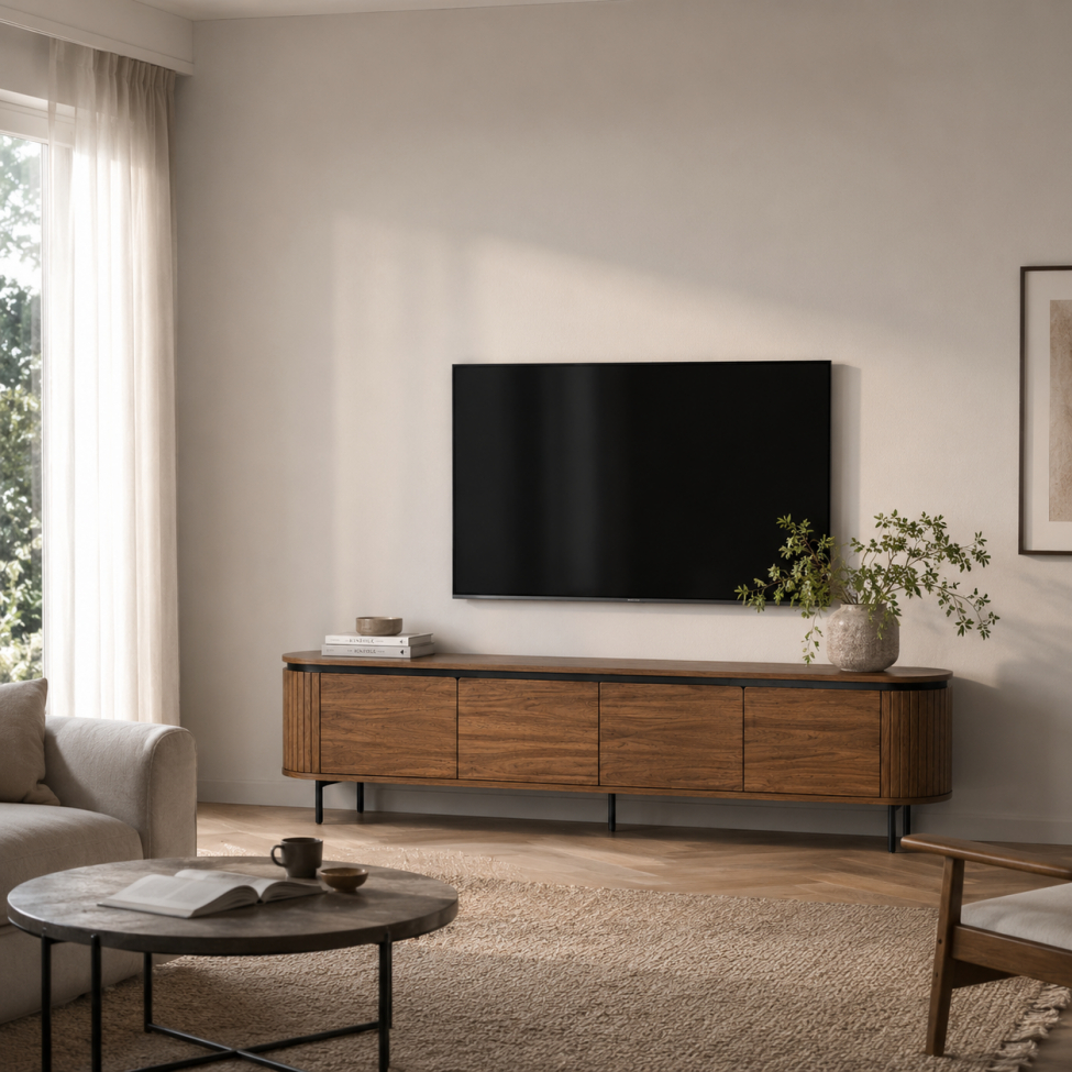 Mobile TV 'Kärra' 200x40cm - Noce/Nero