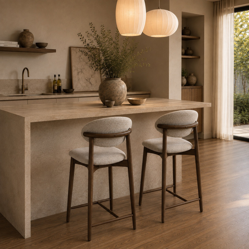 Sgabello da bar 'Milo' - Noce/Grigio