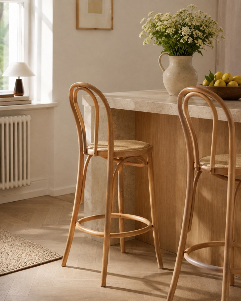 Sgabello da bar 'Bistro' - Naturale/Rattan