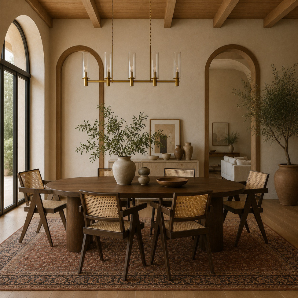 Sedia con braccioli 'Jean' - Rovere marrone/Rattan