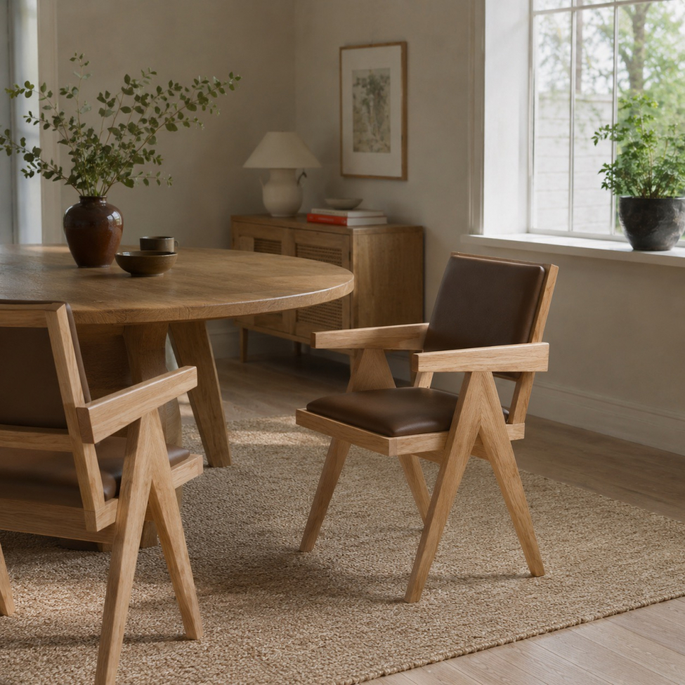Sedia con braccioli 'Jean' - Rovere/Marrone