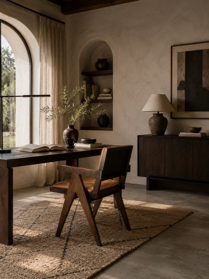Sedia con braccioli 'Jean' - Rovere marrone/Marrone